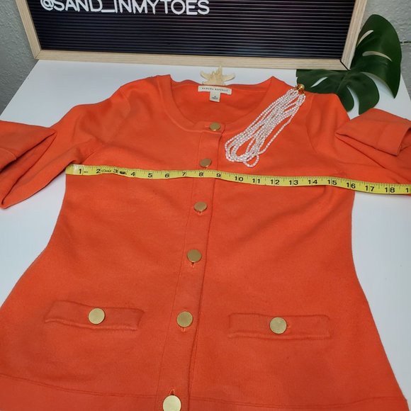 Banana Republic I ORANGE Sweater Cardigan w/Pockets and Gold Buttons Sz S - Picture 6 of 13